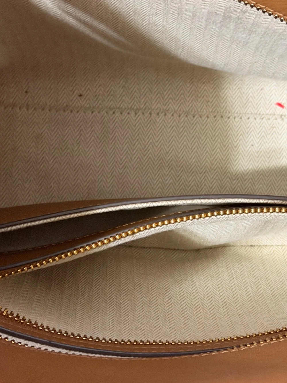 Tory Burch Caramel Leather Tote with Gold Logo